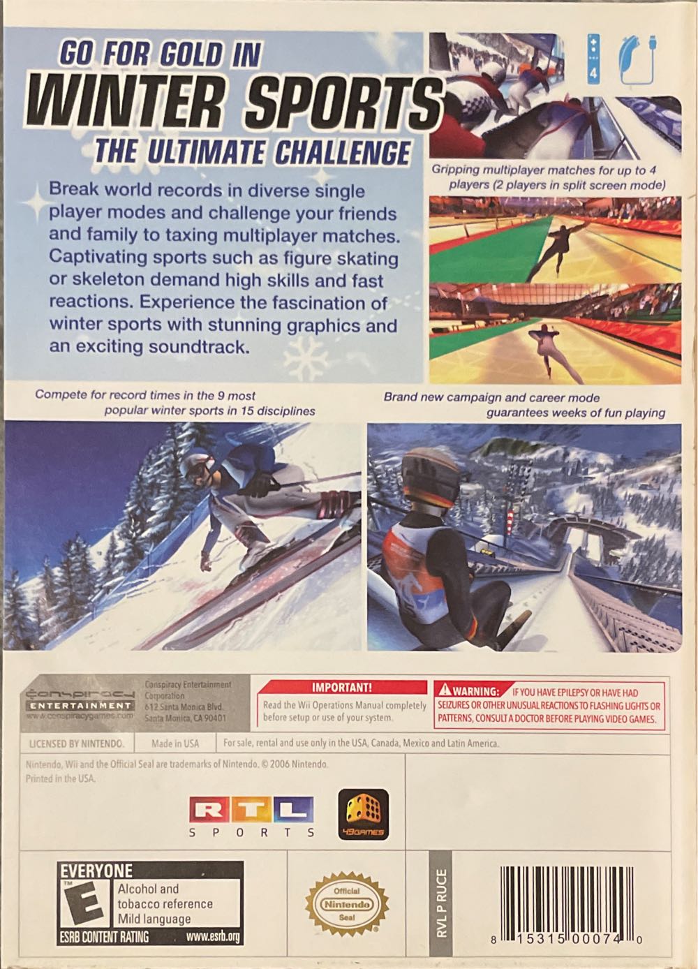 WINTER SPORTS The Ultimate Challenge - Nintendo Wii (Conspiracy Entertainment - 4) video game collectible [Barcode 815315000740] - Main Image 2