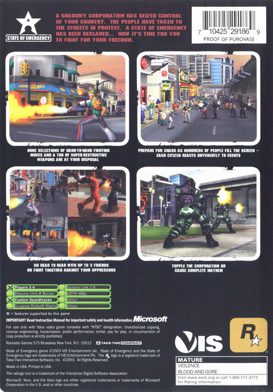 State Of Emergency - Microsoft Xbox (Rockstar Games - 4) video game collectible [Barcode 710425291869] - Main Image 2