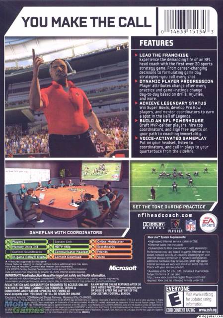 NFL Head Coach - Microsoft Xbox (Ea Sports - 1) video game collectible [Barcode 014633151343] - Main Image 2