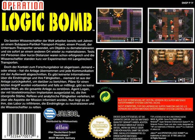 Operation Logic Bomb - Nintendo Super Nintendo Entertainment System (SNES) (Nintendo - 1) video game collectible - Main Image 2