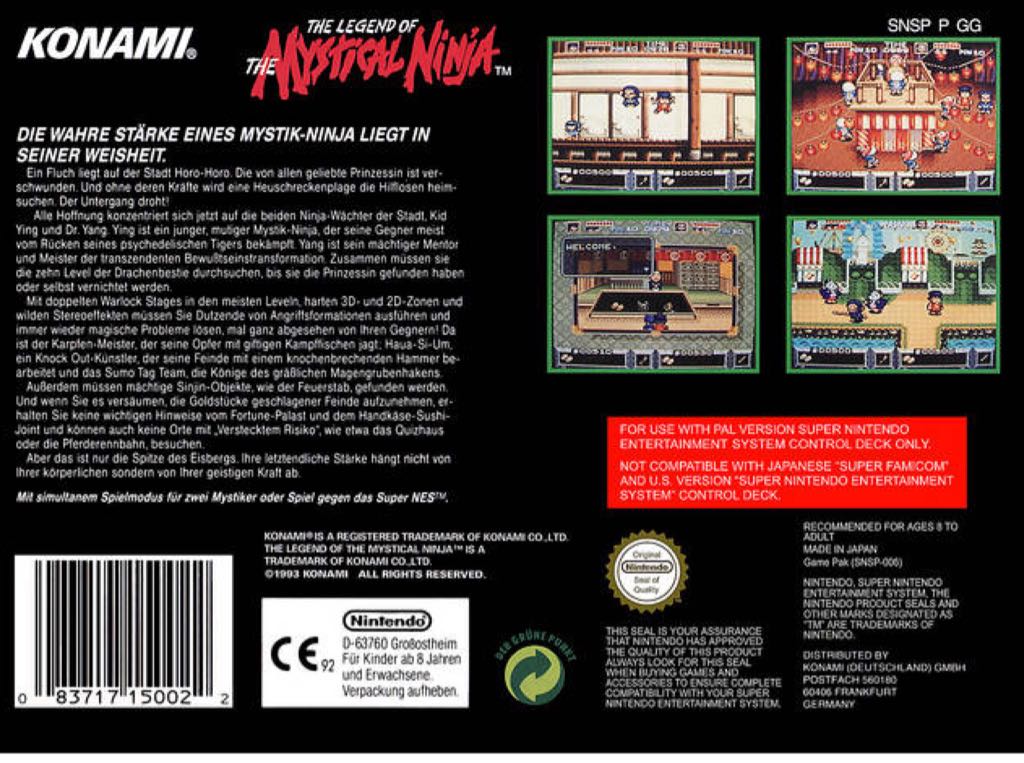 The Legend Of The Mystical Ninja - Nintendo Super Nintendo Entertainment System (SNES) video game collectible - Main Image 2