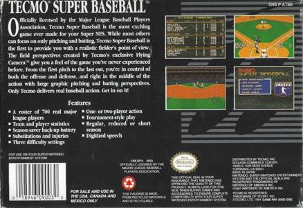 Tecmo Super Baseball (loose) - Sega Genesis (Mega Drive) (Tecmo Koei - 2) video game collectible [Barcode 018946030036] - Main Image 2