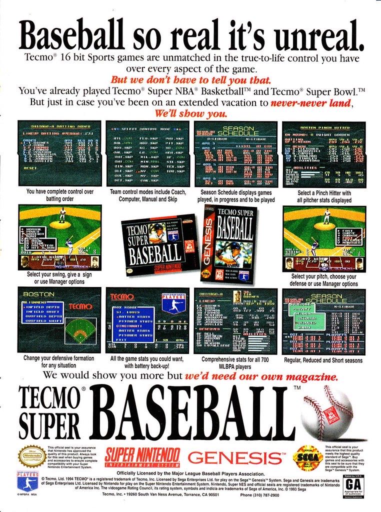 Tecmo Super Baseball (loose) - Sega Genesis (Mega Drive) (Tecmo Koei - 2) video game collectible [Barcode 018946030036] - Main Image 4