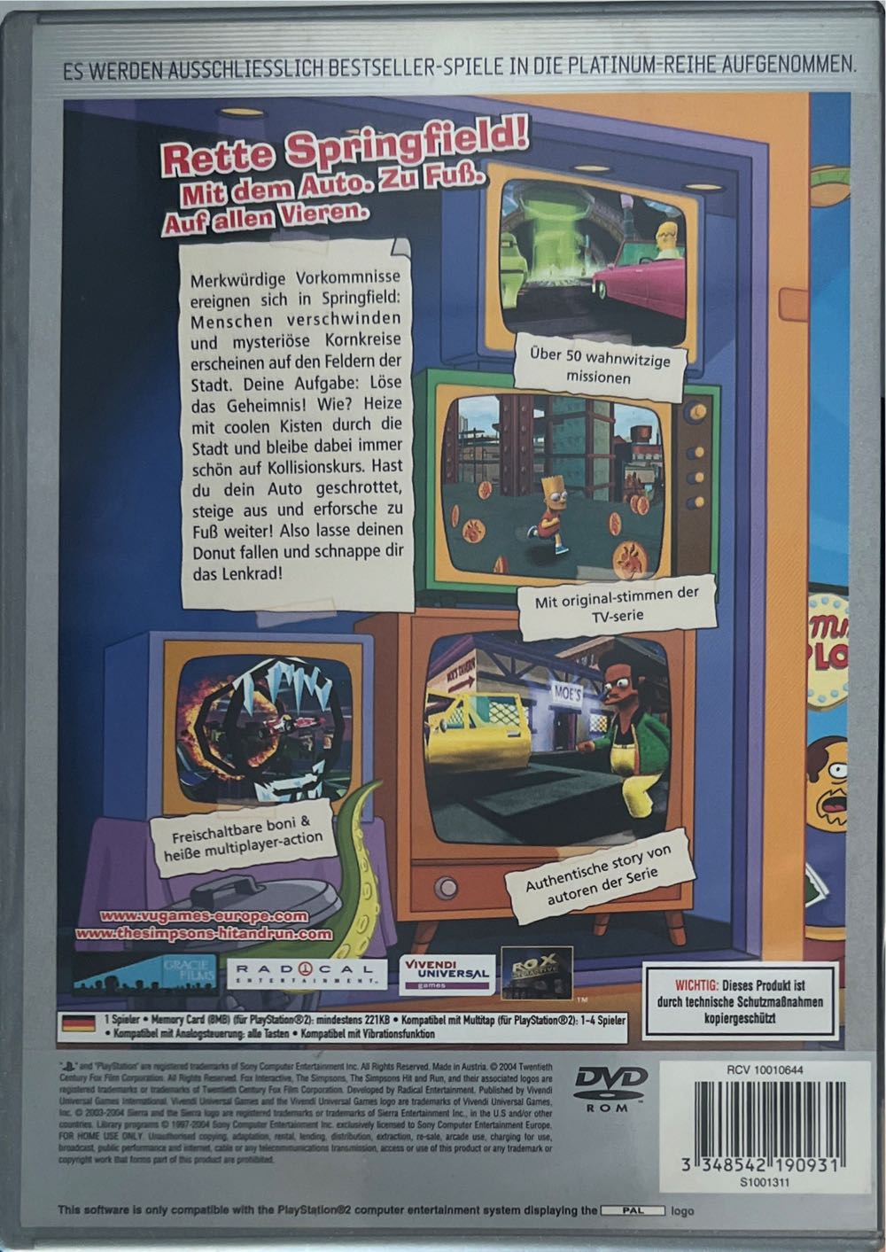 The Simpsons - Hit And Run - Sony PlayStation 2 (PS2) video game collectible [Barcode 3348542190931] - Main Image 2