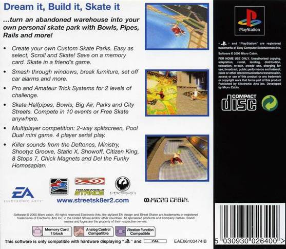 Street Skater 2 - Sony PlayStation video game collectible [Barcode 5030930026400] - Main Image 2
