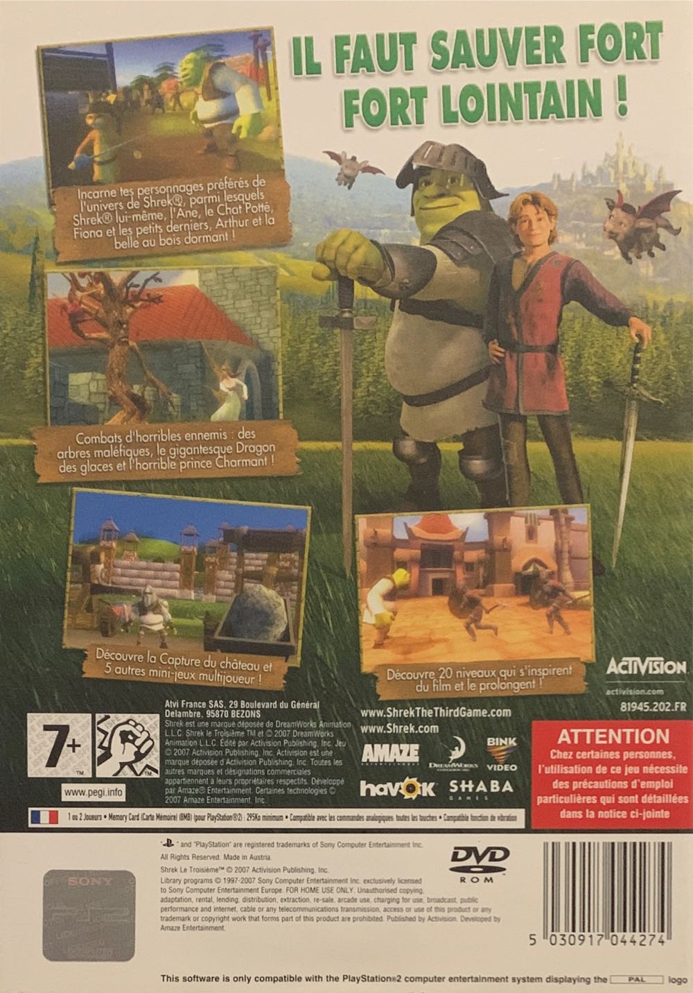 Shrek le Troisième - Sony PlayStation 2 (PS2) (Activision - 1-2) video game collectible [Barcode 5030917044274] - Main Image 2
