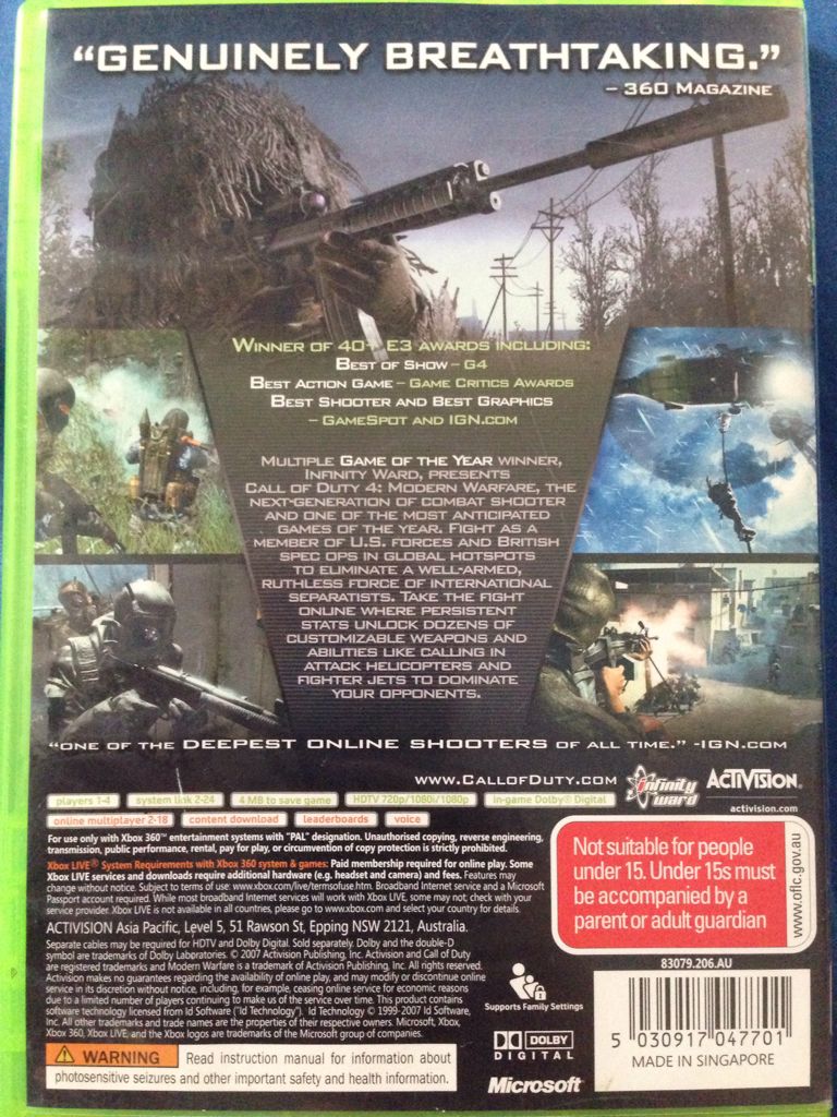 Call of Duty 4 Modern Warfare - Microsoft Xbox 360 (Activision Blizzard - 25) video game collectible [Barcode 5030917047701] - Main Image 2