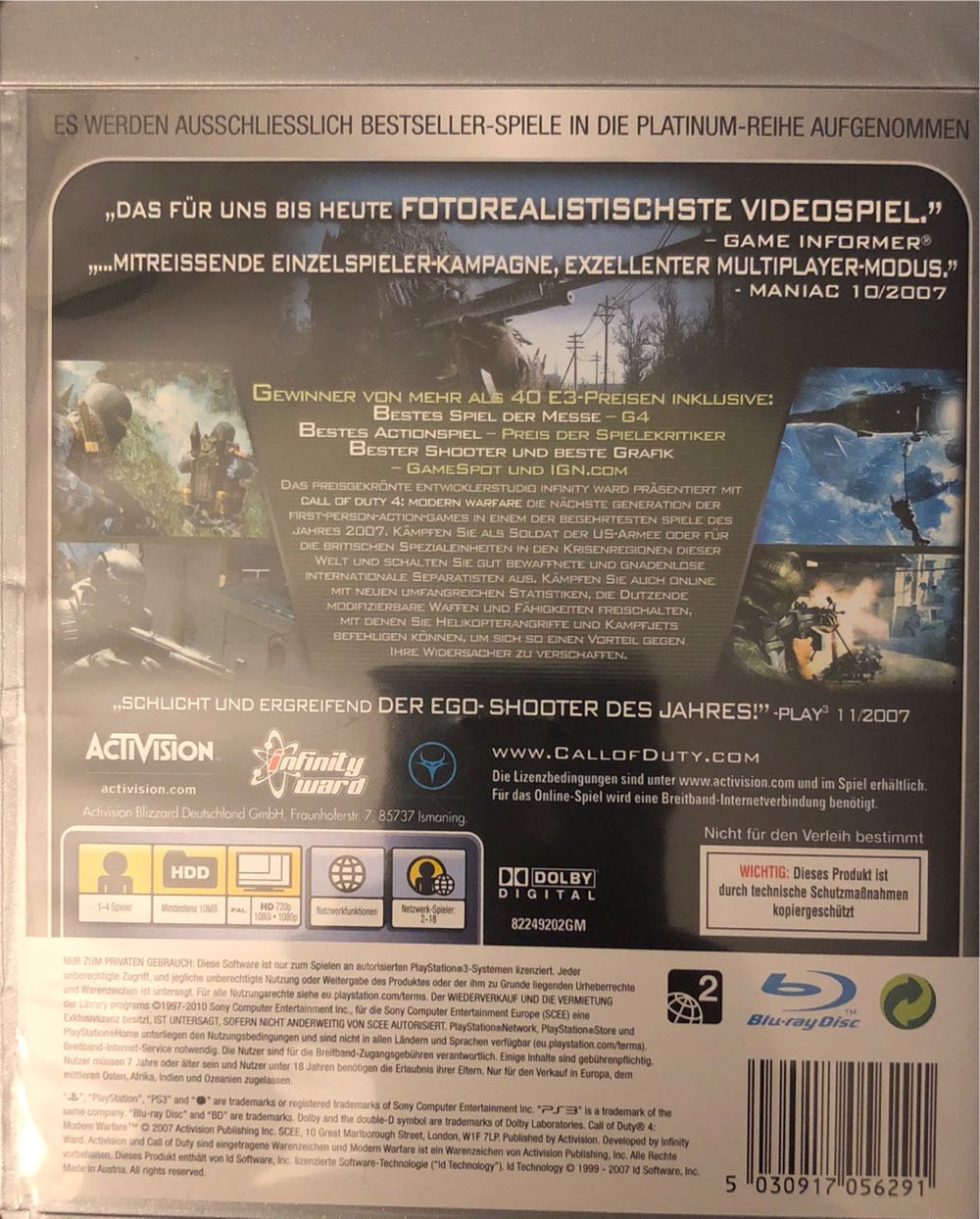 Call Of Duty 4: Modern Warfare - Sony PlayStation 3 (PS3) (Activision - 1) video game collectible [Barcode 5030917056291] - Main Image 2
