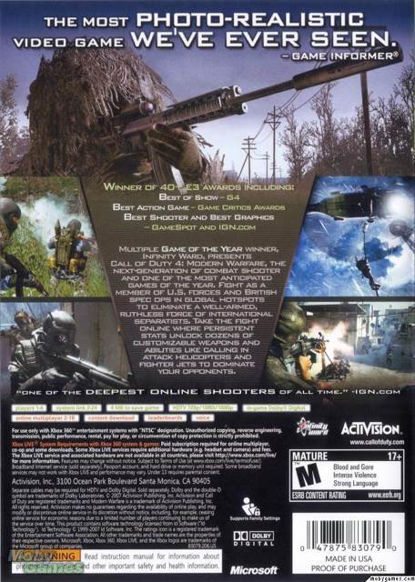Call of Duty 4: Modern Warfare - Microsoft Xbox 360 (Activision - 1) video game collectible [Barcode 777723452057] - Main Image 2