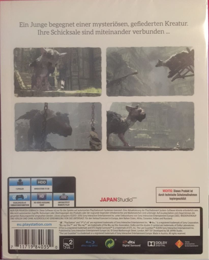 The Last Guardian - Sony PlayStation 4 (PS4) (1) video game collectible [Barcode 711719840350] - Main Image 2