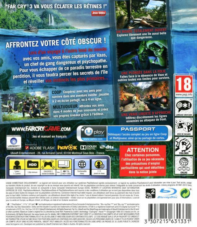 Far Cry 3 - Sony PlayStation 3 (PS3) (Ubisoft - 1) video game collectible [Barcode 3307215631331] - Main Image 2