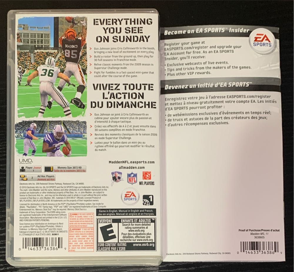 Madden NFL 11 - Sony PlayStation Portable (PSP) (Ea Sports - 1) video game collectible [Barcode 014633363869] - Main Image 2