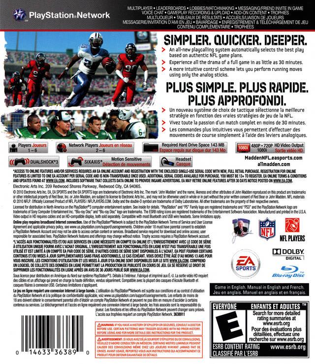 Madden NFL 11 - Sony PlayStation 2 (PS2) (EA Sports  - 2) video game collectible [Barcode 5030931086816] - Main Image 2