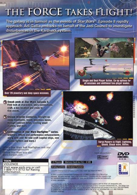 Star Wars: Jedi Starfighter - Sony PlayStation 2 (PS2) (LucasArts - 1-2) video game collectible [Barcode 023272998653] - Main Image 2