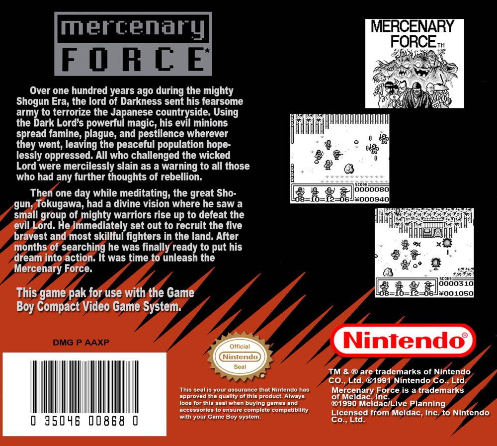 Mercenary Force - Nintendo Game Boy (Meldac - 1) video game collectible [Barcode 008433190022] - Main Image 2