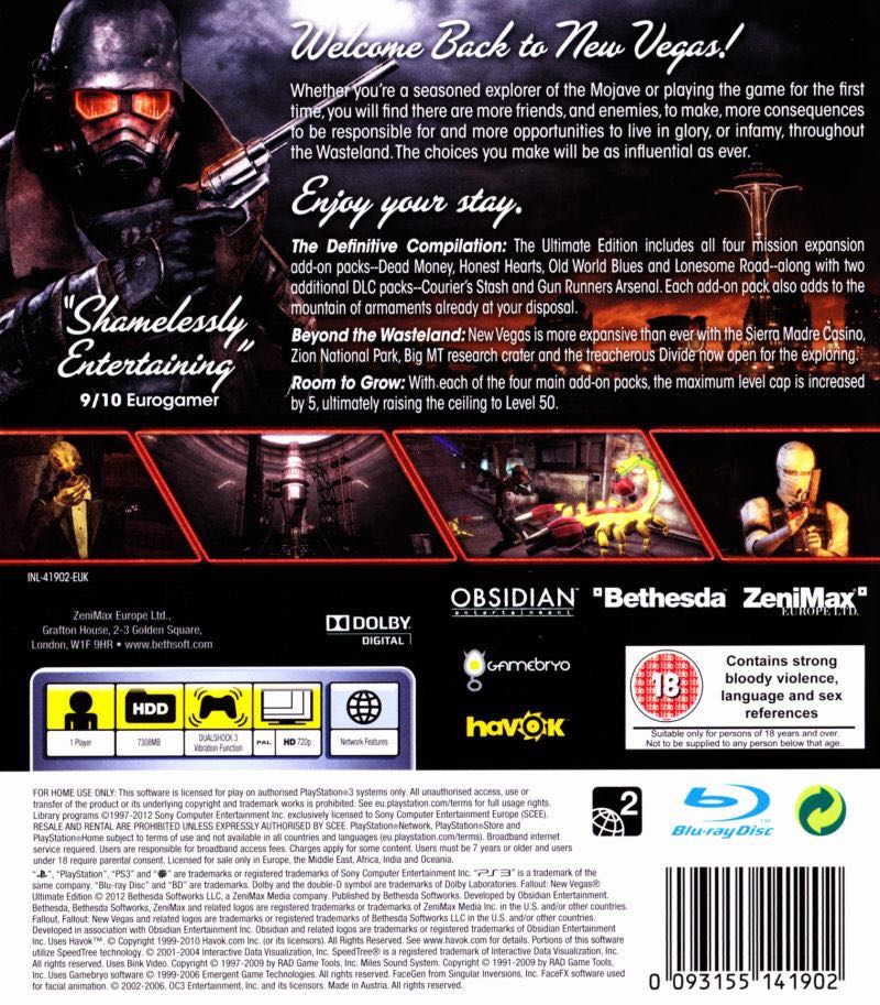 Fallout New Vegas Ultimate Edition - Sony PlayStation 3 (PS3) (1) video game collectible [Barcode 093155170964] - Main Image 2