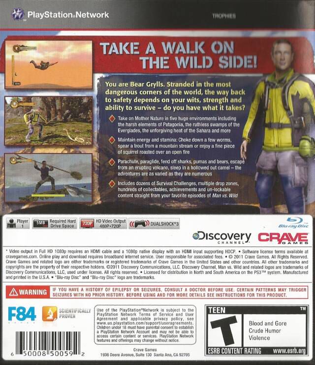 Man Vs. Wild - Sony PlayStation 3 (PS3) (Crave - 1) video game collectible [Barcode 650008500592] - Main Image 2