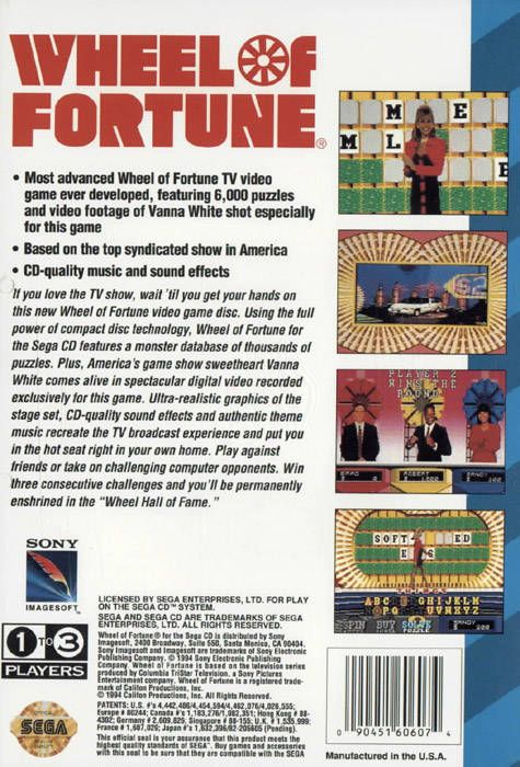 Wheel Of Fortune - Sega CD (Sega - 1-3) video game collectible [Barcode 090451606074] - Main Image 2