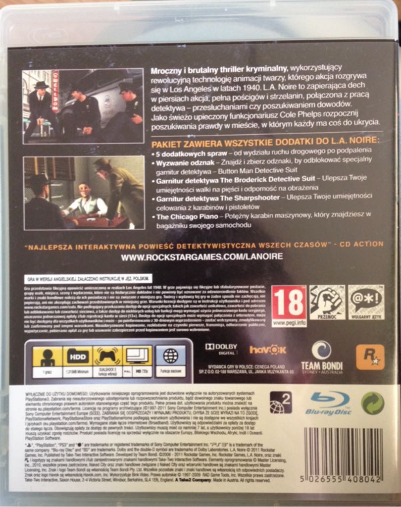 L.A. Noire The Complete Edition - Sony PlayStation 4 (PS4) video game collectible [Barcode 5026555408042] - Main Image 2