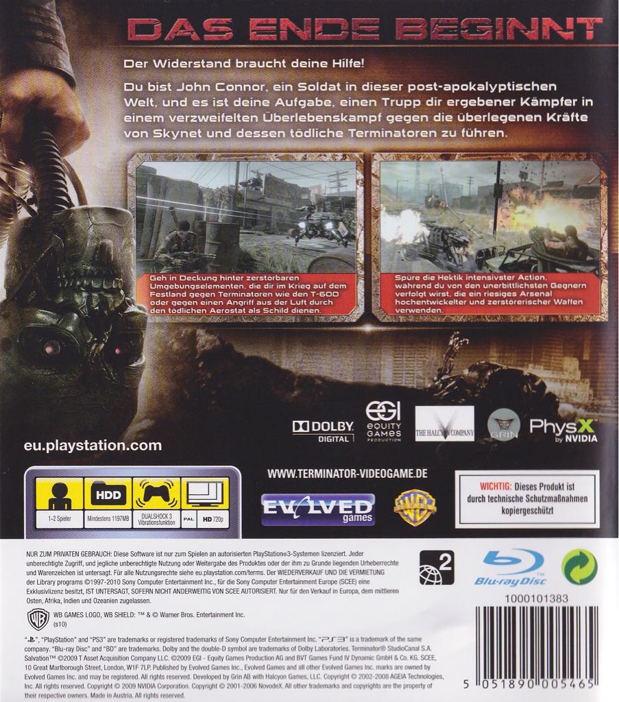 Terminator: Die Erlösung - Sony PlayStation 3 (PS3) (Evolved Games - 2) video game collectible [Barcode 5051890005465] - Main Image 2