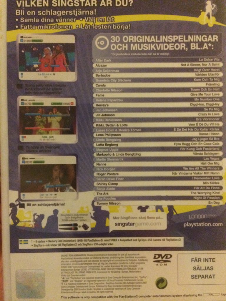 Singstar Svenska Hits Schlager - Sony PlayStation 2 (PS2) video game collectible - Main Image 2