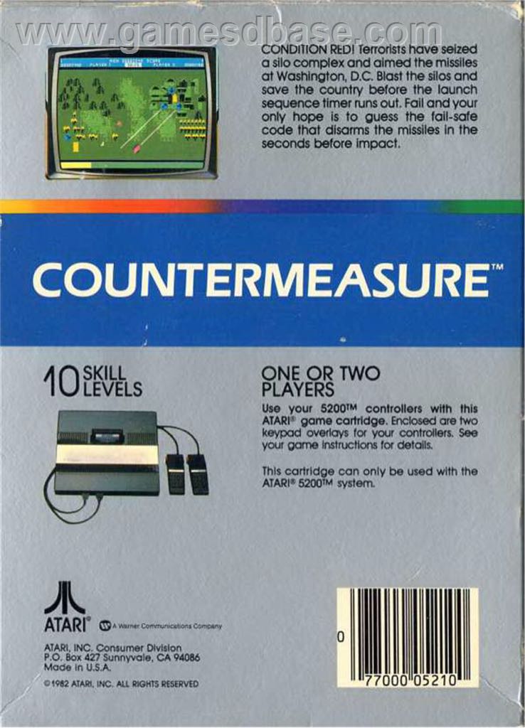 Countermeasure - Atari 5200 (Atari) video game collectible - Main Image 2
