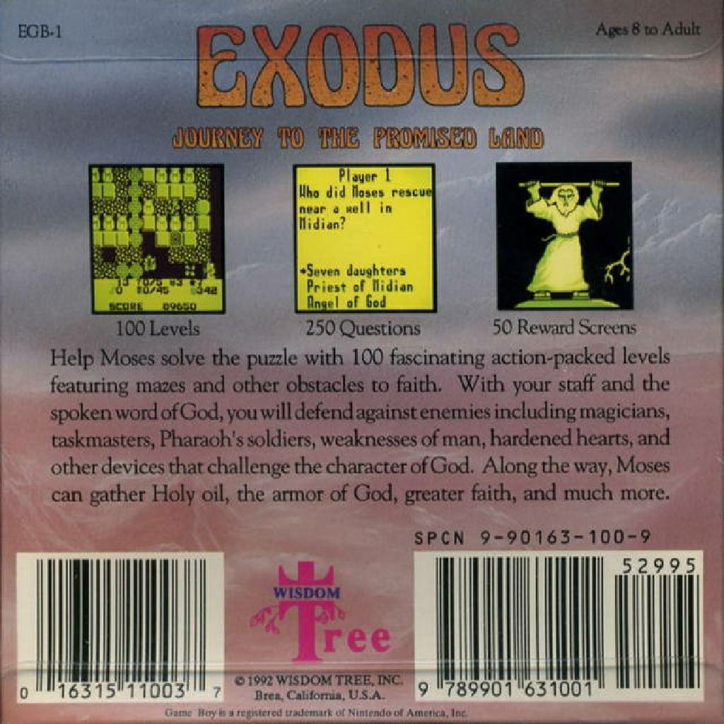 Exodus: Journey to the Promised Land - Nintendo Game Boy video game collectible - Main Image 2