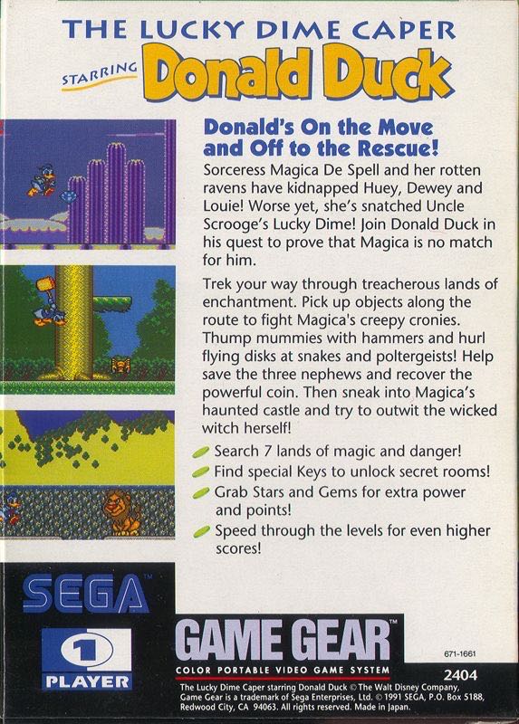 The Lucky Dime Caper starring Donald Duck - Sega Game Gear (Sega - 1) video game collectible - Main Image 2