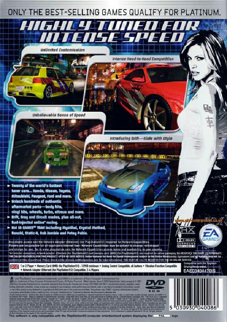 Need For Speed: Underground 1 - Sony PlayStation 2 (PS2) (Electronic Arts - 1-2) video game collectible [Barcode 5030941036184] - Main Image 2