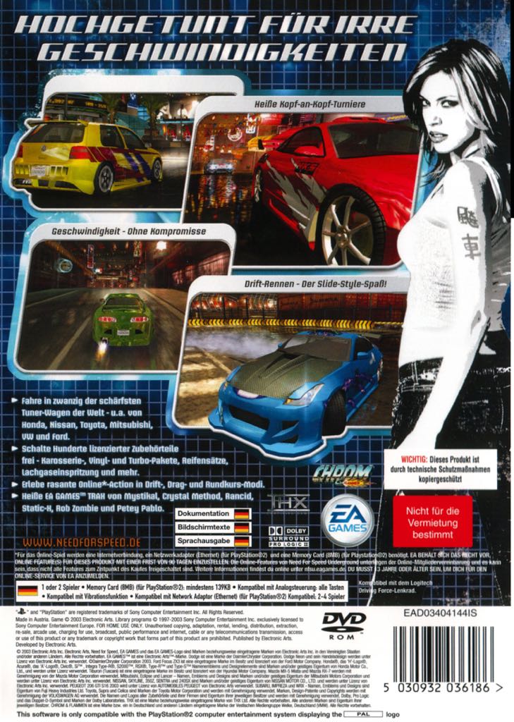 Need For Speed Underground - Sony PlayStation 2 (PS2) (EA Games) video game collectible [Barcode 5030949036186] - Main Image 2
