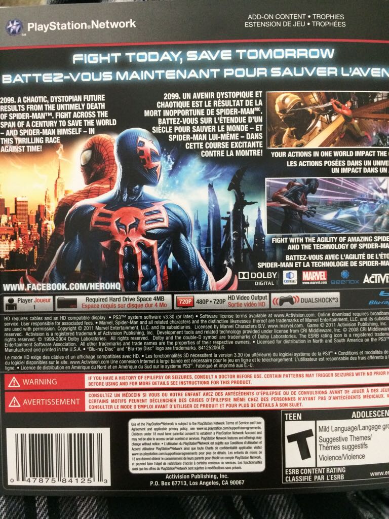 Spider-Man: Edge of Time - Sony PlayStation 3 (PS3) (Activision - 1) video game collectible [Barcode 047875841253] - Main Image 2