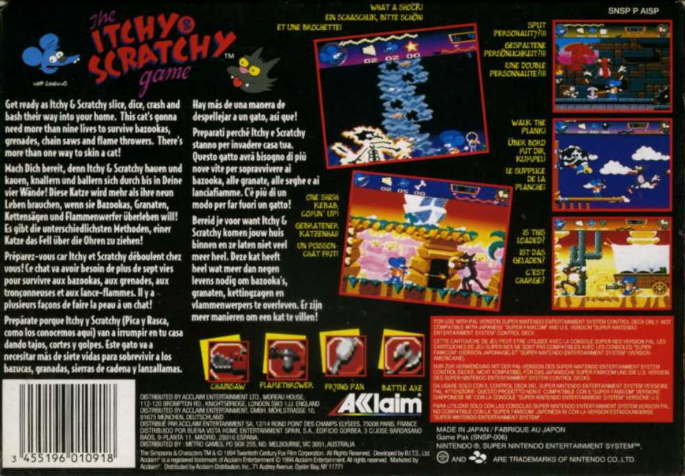 The Itchy & Scratchy Game - Nintendo Super Nintendo Entertainment System (SNES) video game collectible - Main Image 2
