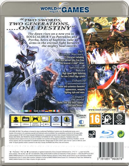 Soul Calibur V - Sony PlayStation 3 (PS3) (Namco Bandai - 1-2) video game collectible [Barcode 722674110631] - Main Image 2