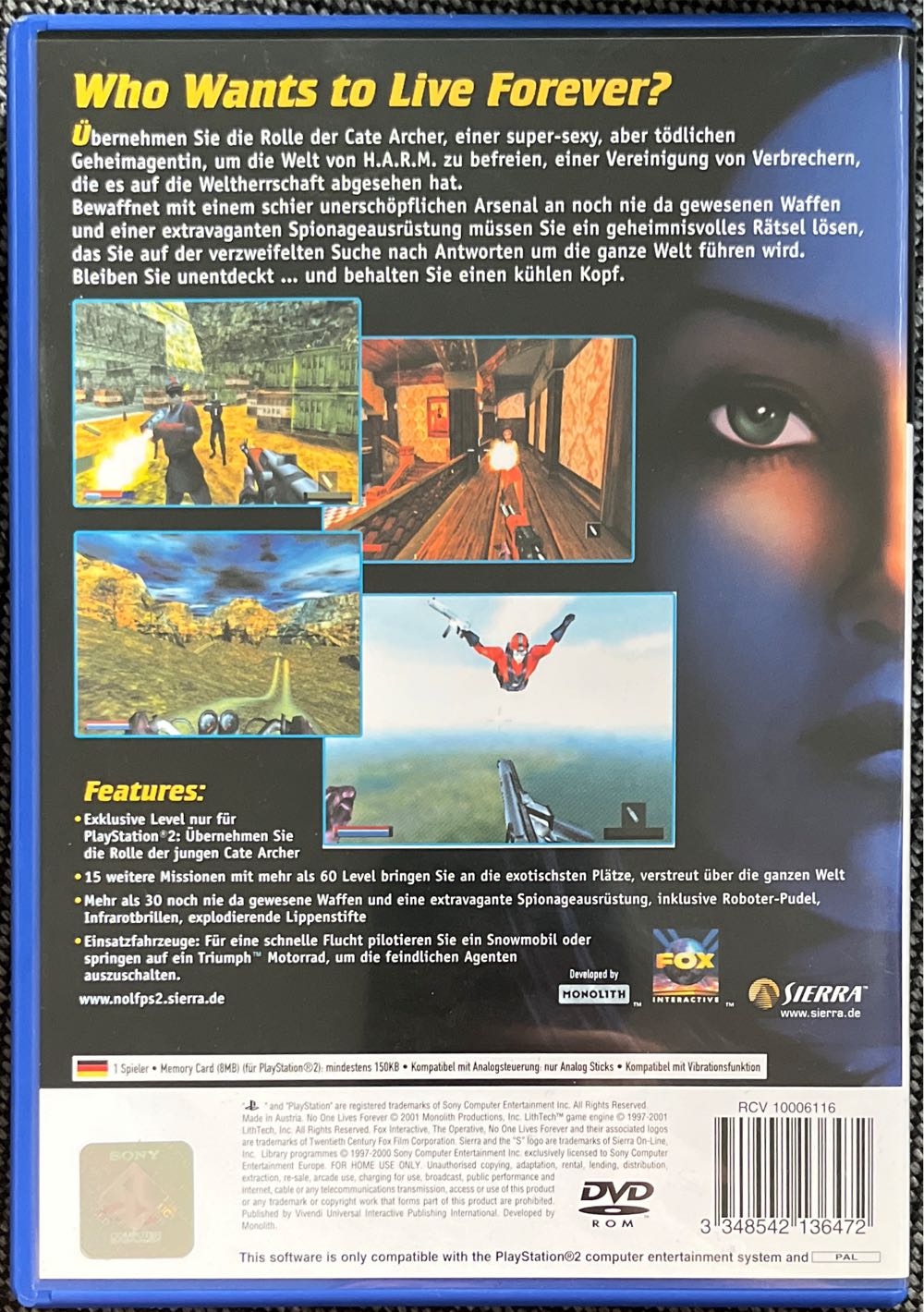 No One Lives Forever - The Operative - Sony PlayStation 2 (PS2) video game collectible [Barcode 3348542136472] - Main Image 2