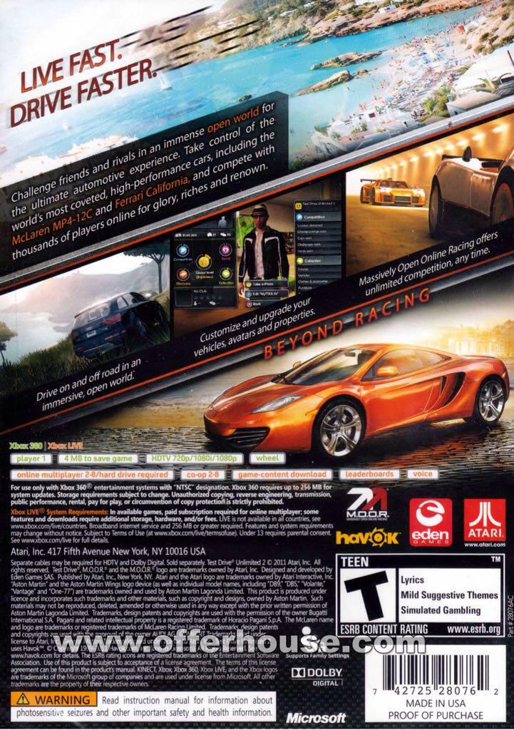 Test Drive: Unlimited 2 - Microsoft Xbox 360 video game collectible [Barcode 742725281790] - Main Image 2