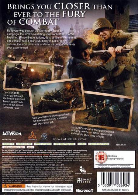 Call Of Duty 3 - Microsoft Xbox (Treyarch - 1) video game collectible [Barcode 047875816374] - Main Image 2