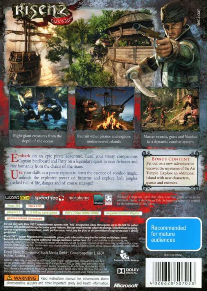 Risen 2: Dark Waters - Sony PlayStation 3 (PS3) (Piranha Bytes - 1) video game collectible [Barcode 4020628506940] - Main Image 2