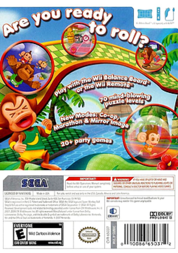 Super Monkey Ball: Step & Roll - Nintendo Wii (Sega - 2) video game collectible [Barcode 777722061342] - Main Image 2
