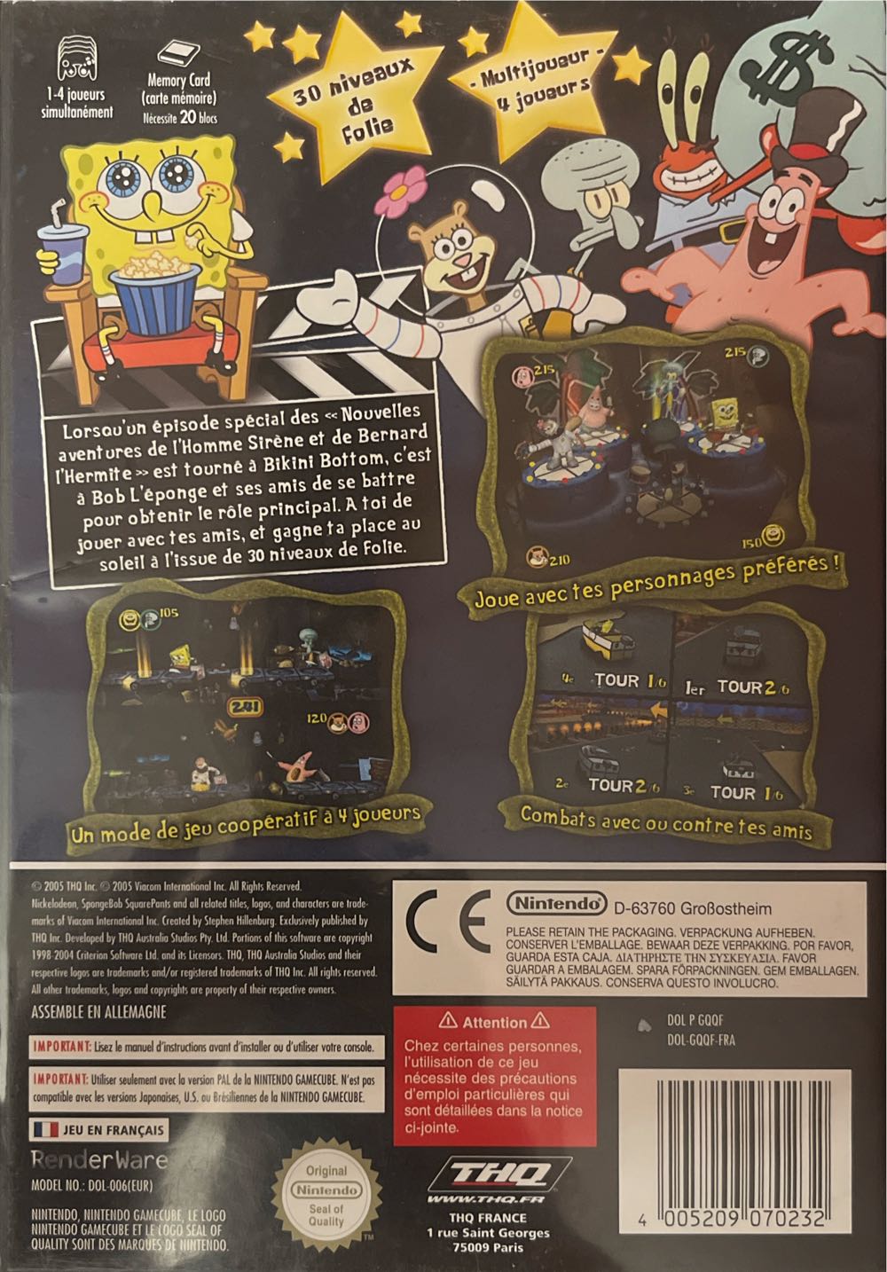 Bob l’éponge Silence On Tourne - Nintendo GameCube (Nintendo) video game collectible [Barcode 4005209070232] - Main Image 2