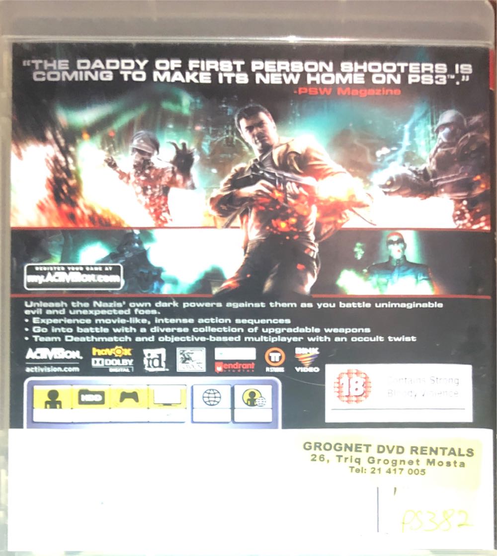 Wolfstein - Sony PlayStation 3 (PS3) (Id - 1) video game collectible - Main Image 2