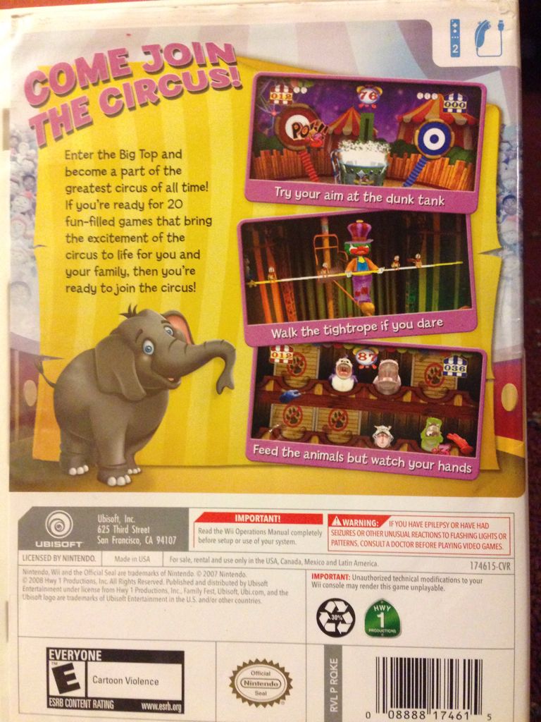 Circus Games - Nintendo Wii (Ubisoft - 2) video game collectible [Barcode 008888174615] - Main Image 2