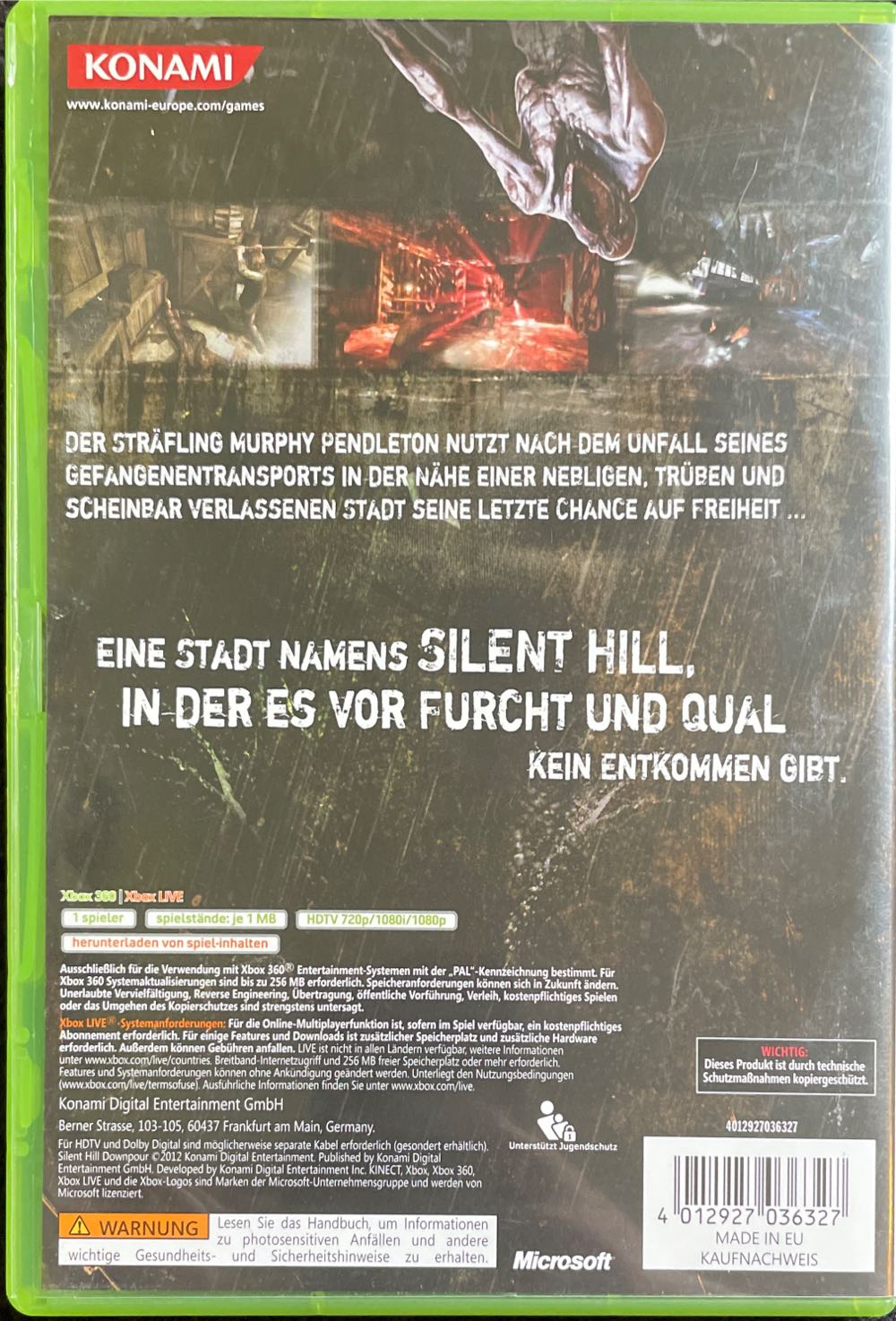 Silent Hill: Downpour - Microsoft Xbox 360 (Konami - 1) video game collectible [Barcode 4012927036327] - Main Image 2