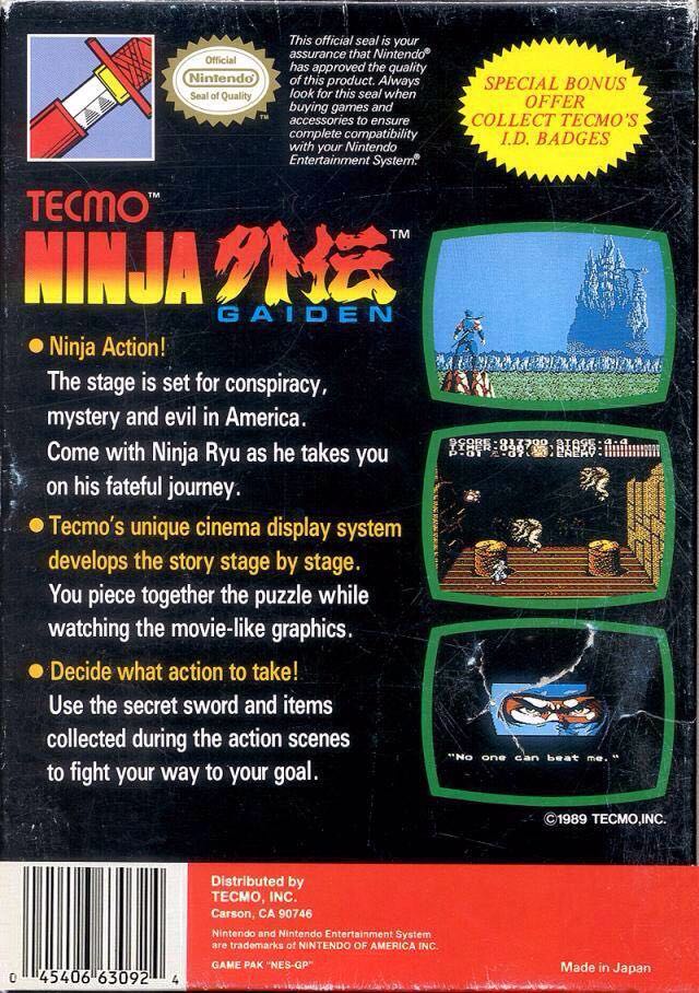 Ninja Gaiden - Nintendo Entertainment System (NES) (Tecmo - 1) video game collectible - Main Image 2