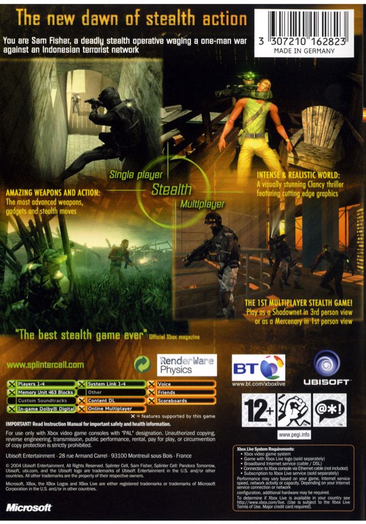 Splinter Cell: Pandora Tomorrow - Microsoft Xbox (Ubisoft - 1) video game collectible [Barcode 3307210163080] - Main Image 2