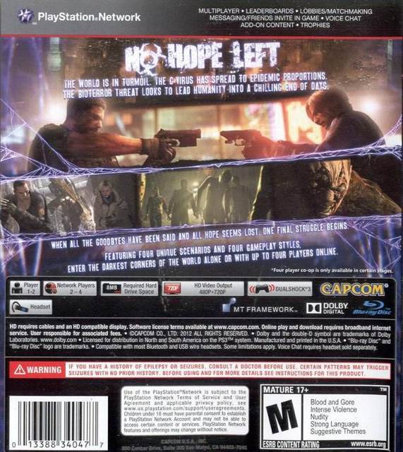 Resident Evil 6 - Sony PlayStation 3 (PS3) (Capcom - 1-2) video game collectible [Barcode 5055060927984] - Main Image 2