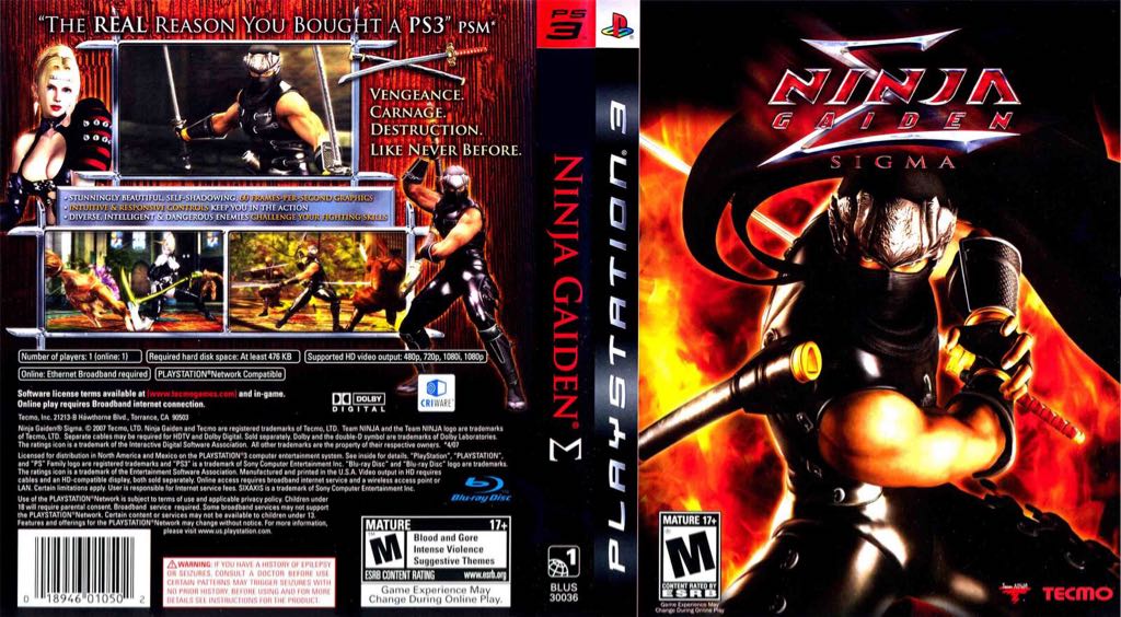 Ninja Gaiden: Sigma - Sony PlayStation 3 (PS3) (Tecmo - 1) video game collectible [Barcode 081297000096] - Main Image 2