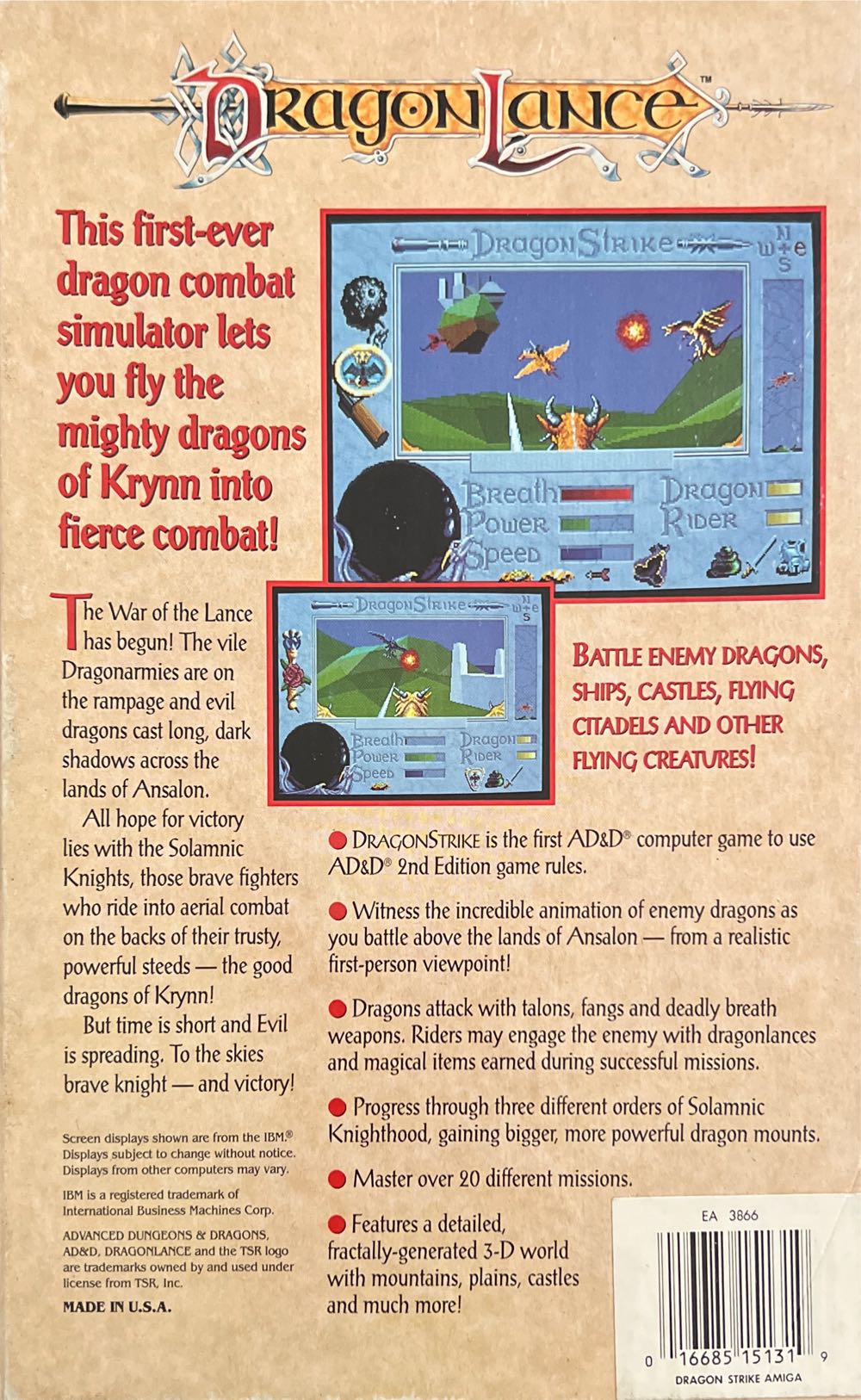 Advanced Dungeons & Dragons: DragonStrike - Commodore Amiga (SSI (Strategic Simulations, Inc.)) video game collectible - Main Image 2