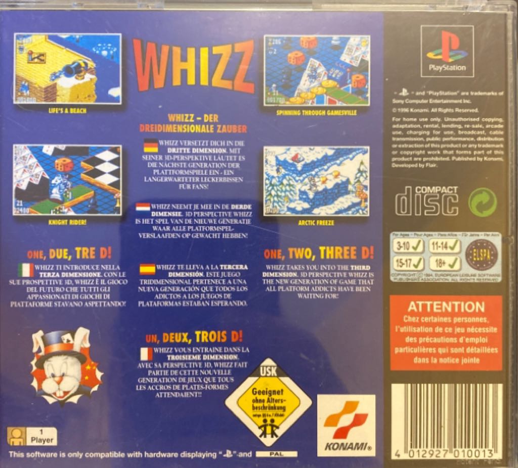 Whizz - Sony PlayStation (Konami - 1) video game collectible [Barcode 4012927010013] - Main Image 2