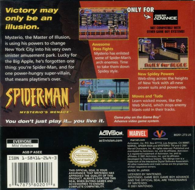 Spiderman Mysterio’s Menace - Nintendo Game Boy Advance (GBA) video game collectible [Barcode 5030917014260] - Main Image 2