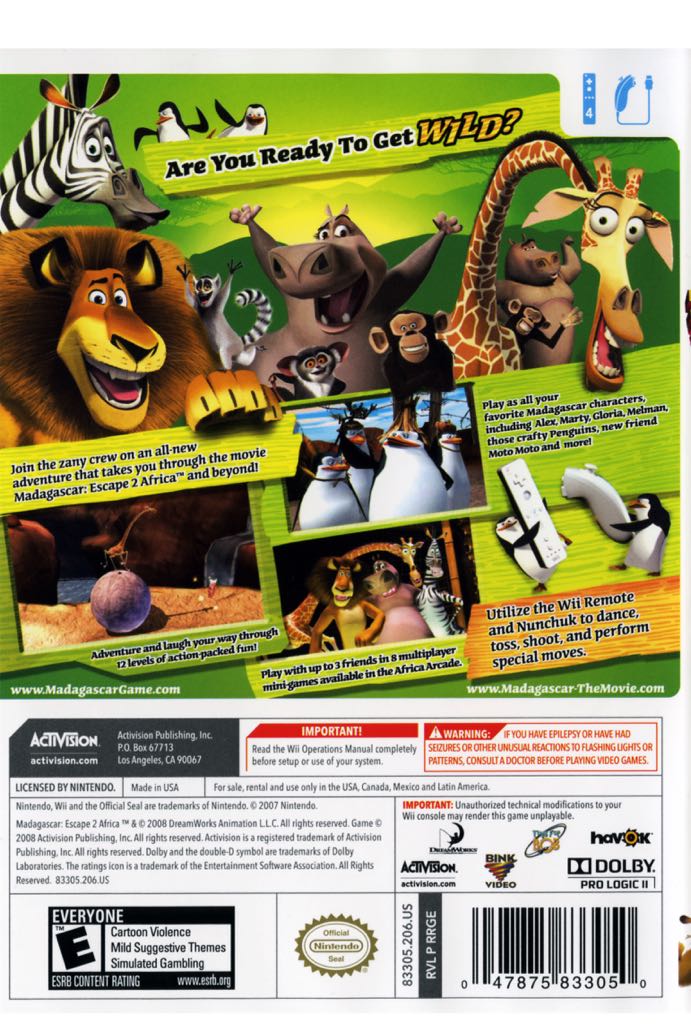 Madagascar 2: Escape 2 Africa - Nintendo Wii (Activision - 4) video game collectible [Barcode 047875834156] - Main Image 2